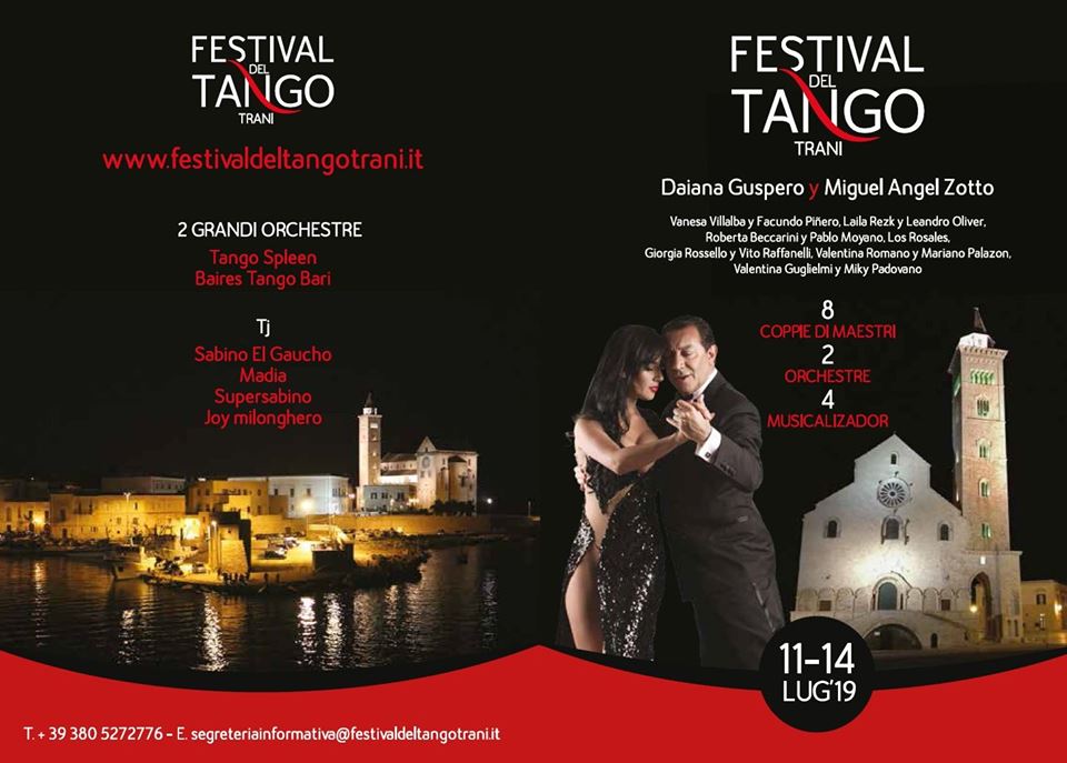 Trani città tanguera per tutti. Da giovedì 11 luglio la VII edizione del Festival del Tango Trani città tanguera per tutti. Da giovedì 11 luglio la VII edizione del Festival del Tango