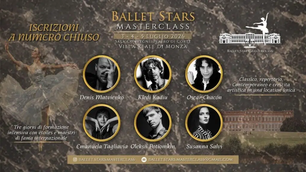 Maestri internazionali Ballet Stars Masterclass 2026 alla Villa Reale di Monza