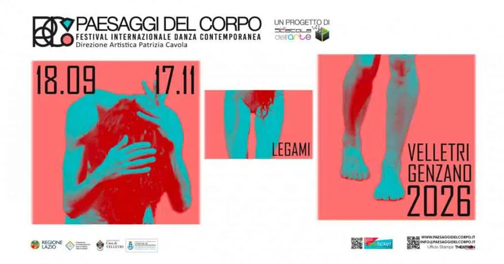 Locandina di Paesaggi del Corpo 2026, festival di danza contemporanea a Velletri e Genzano